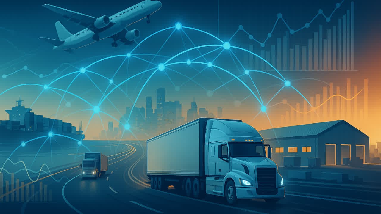 Logistics dashboard showing route optimization and fleet tracking